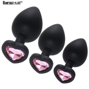 3 pcs 3 sizes silicone anal butt plug pink in pakistan
