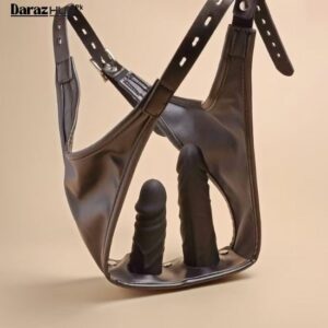 bdsm lockable leather chastity belt double dildo in pakistan