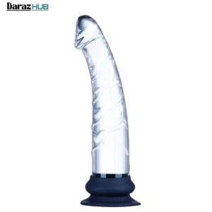 9.1 inch large glass realistic dildo clear wide in pakistan