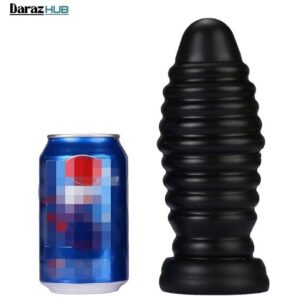 aptitan-7-7-large-black-ribbed-anal-butt-plug-in-pakistan